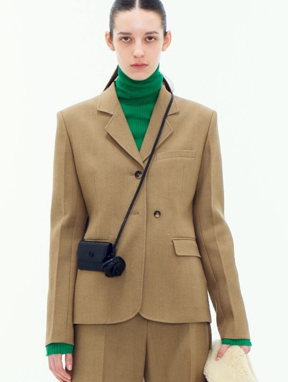 Recto Single Breasted Jacket Blazer Khaki Brown Tan Small
